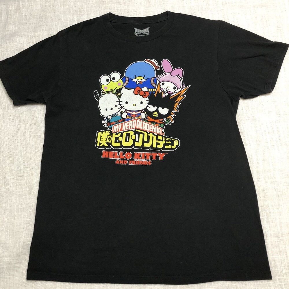 My Hero Academia x Hello Kitty Friends Shirt Size L Graphic Anime Cotton Tee